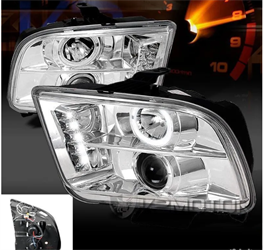 Линзованные фары 05-09 Mustang DRL хром